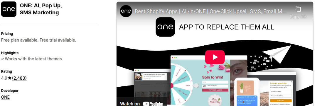 ONE AI Pop Up SMS Marketing