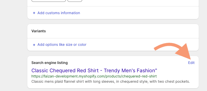 Edit search engine listing 