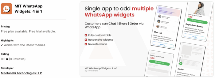 MIT WhatsApp Widgets: 4 in 1