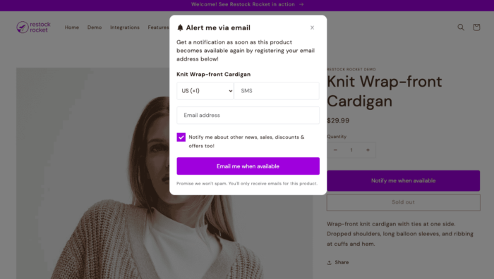 Back-in-Stock Alert Functionality on Frontend