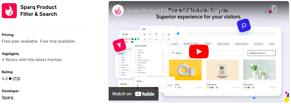 Sparq Product Filter & Search