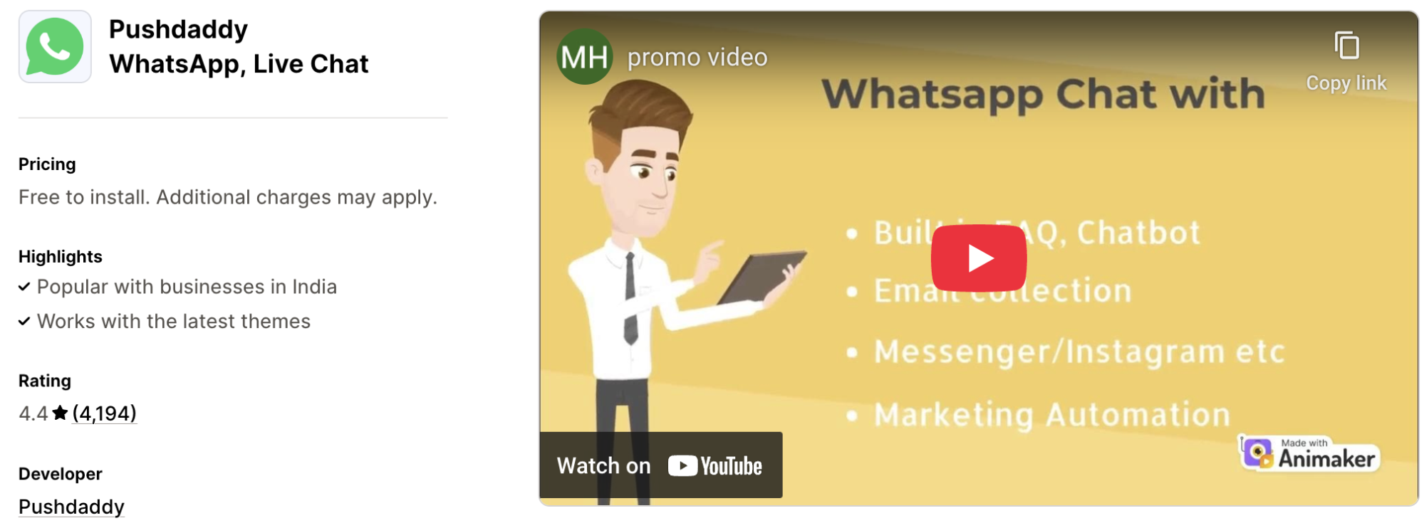 Pushdaddy WhatsApp Live Chat