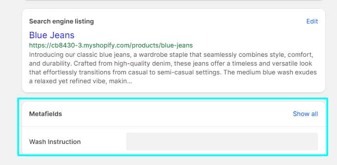 Edit Shopify metafield