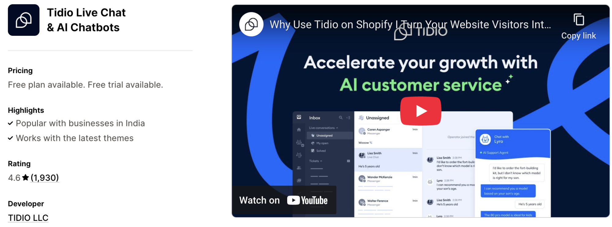 Tidio Live Chat AI Chatbots