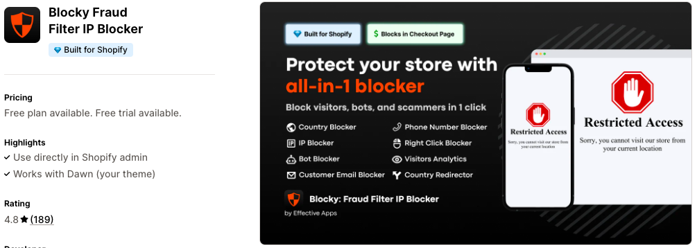 Blocky Fraud Filter IP Blocker