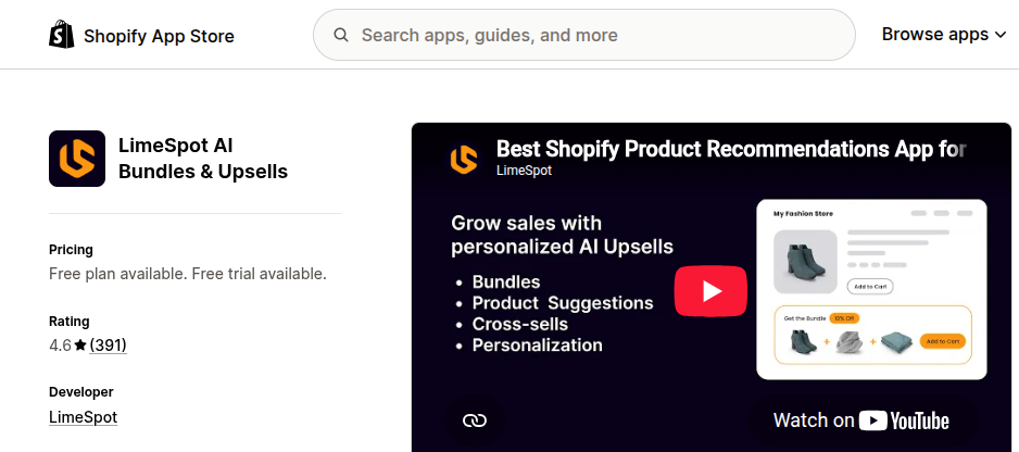 LimeSpot Personalizer ‑ AI Bundles & Upsell