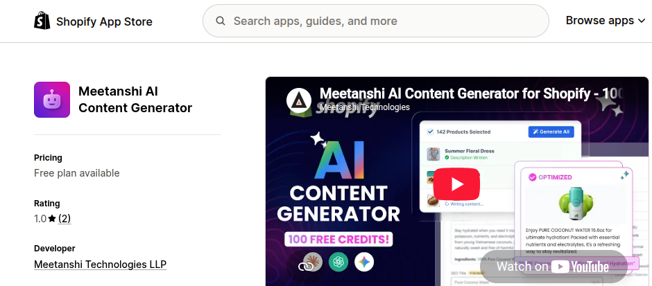 Meetanshi AI Content Generator