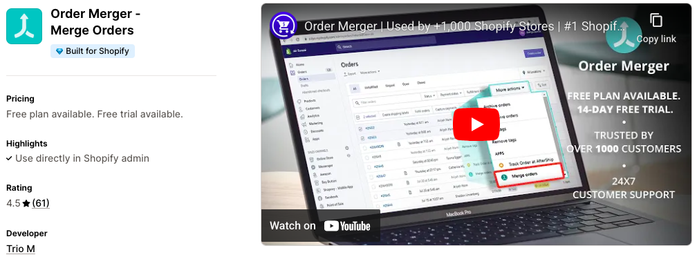 Order Merger ‑ Merge Orders