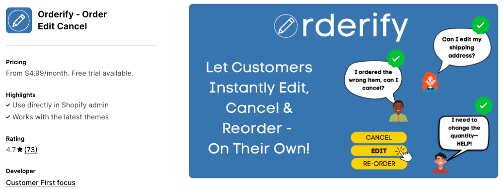 Orderify ‑ Order Edit Cancel