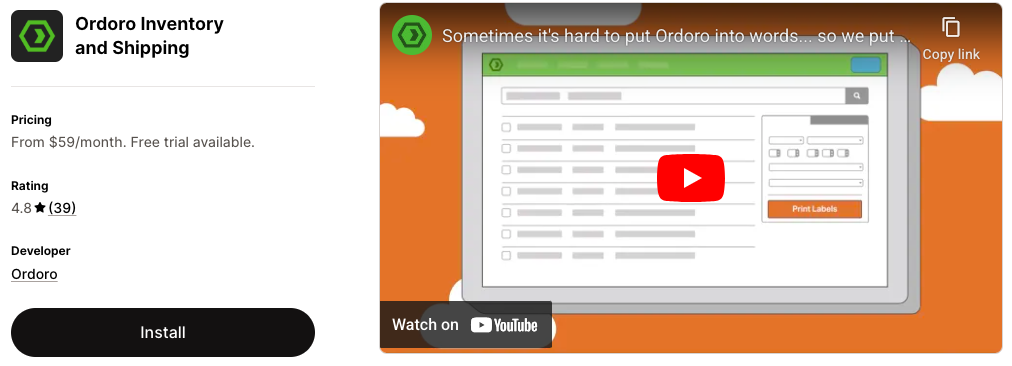Ordoro Inventory and Shipping