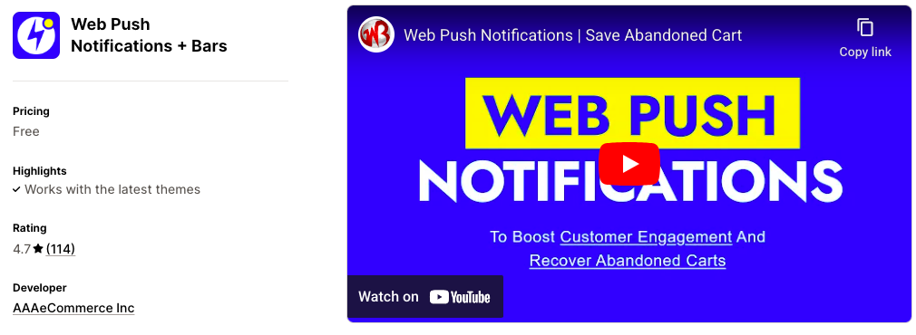 Web Push Notifications + Bars