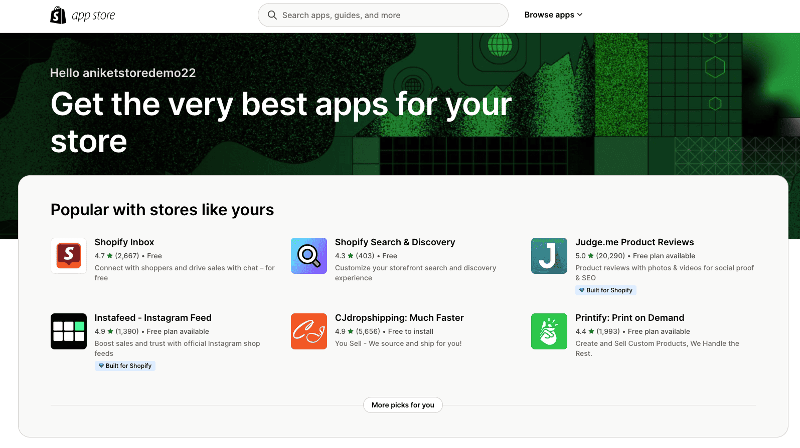 Shopify app store