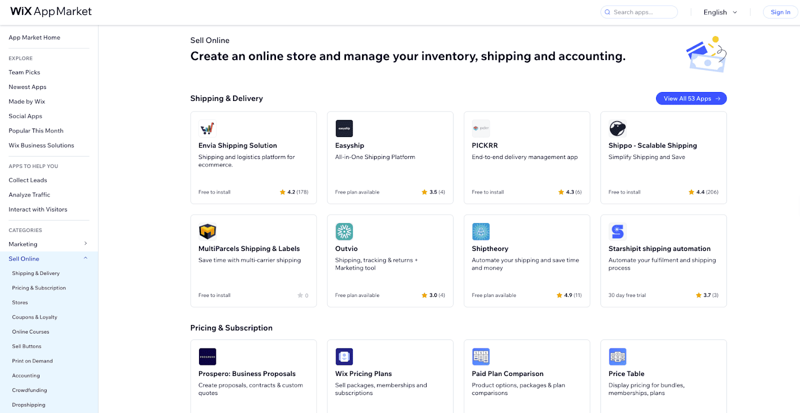 Wix app market