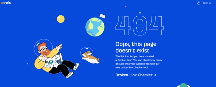 Ahrefs 404 page example