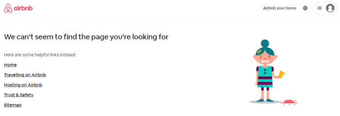 Airbnb 404 page example