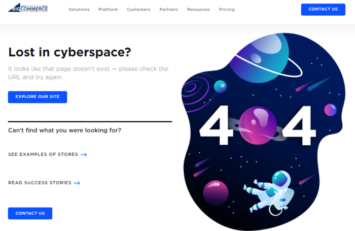 Big Commerce 404 page example