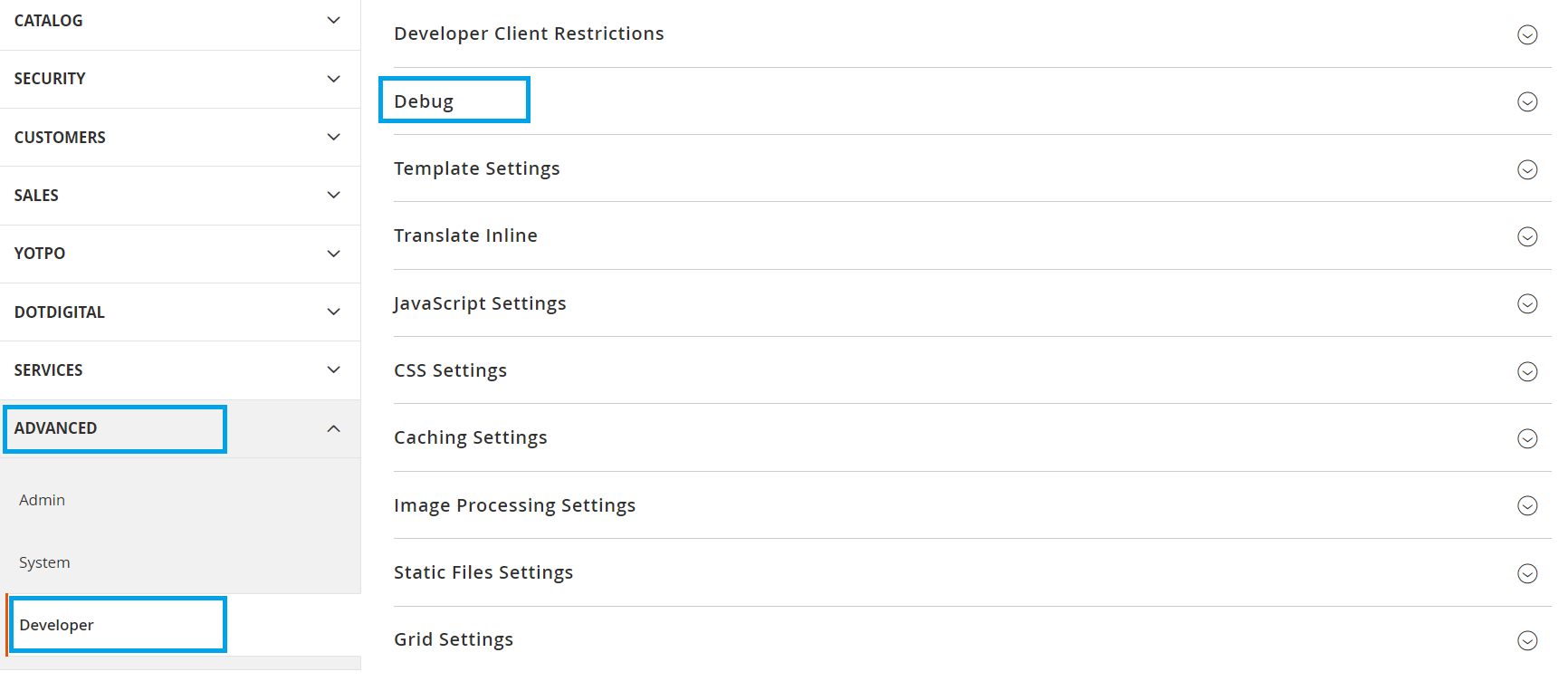 Choose the developer option