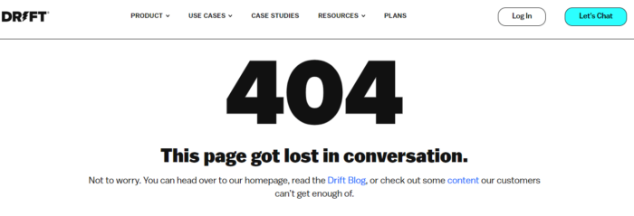 Drift 404 page example