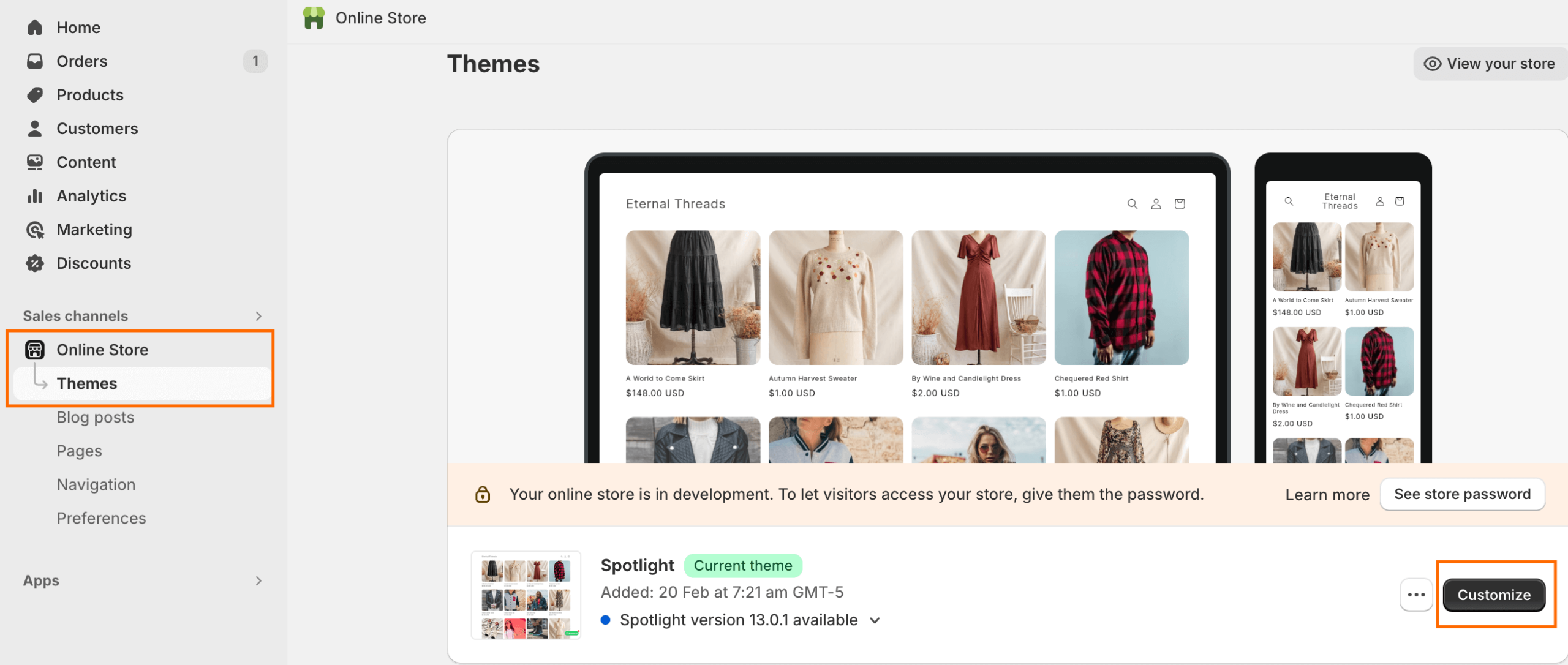 Login to your Shopify store