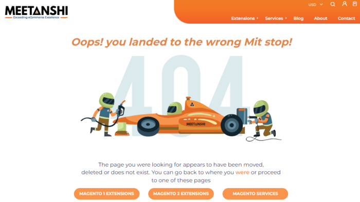Meetanshi - 404 page example