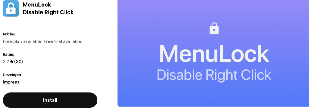 MenuLock Shopify App