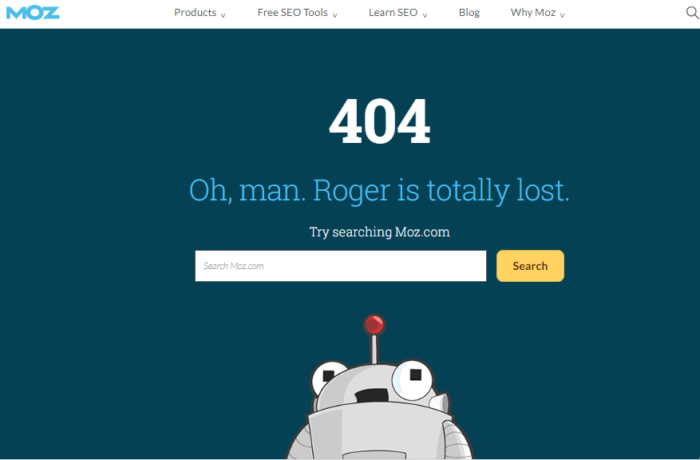 Moz - 404 page example