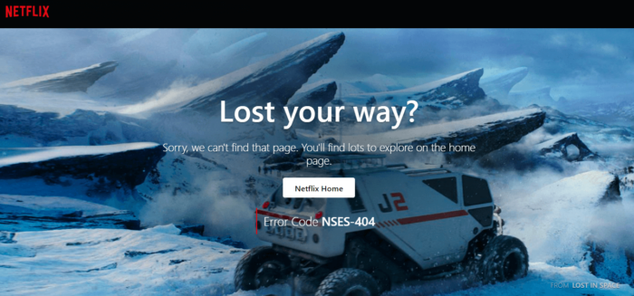 Netflix 404 page example