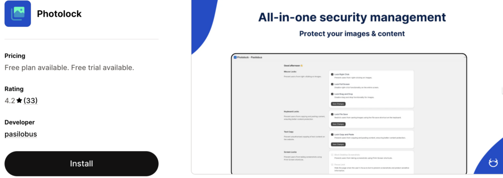 Photolock Shopify app
