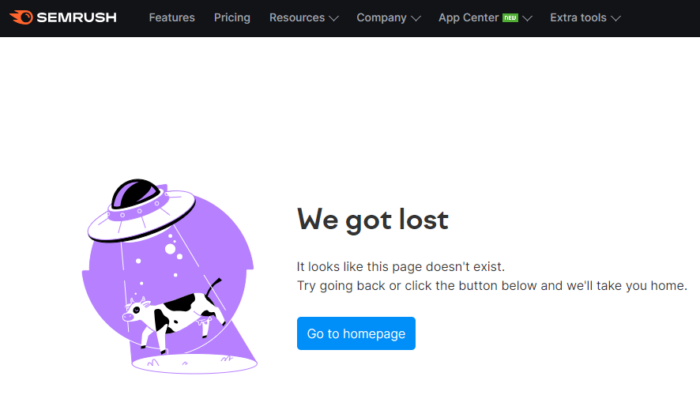Semrush - 404 page example