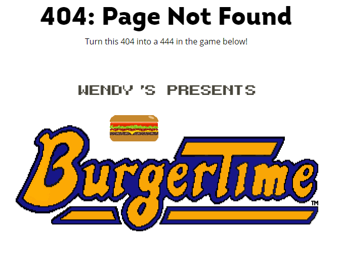 Wendy's 404 page example