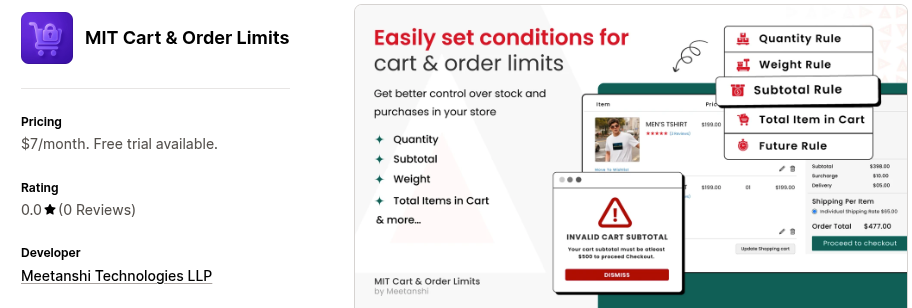MIT Cart & Order Limits