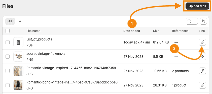 Upload PDF to Shopify and copy its link