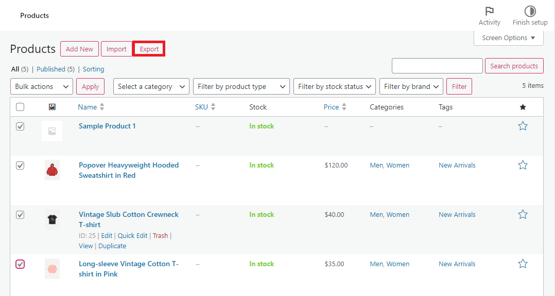 Export data from WooCommerce
