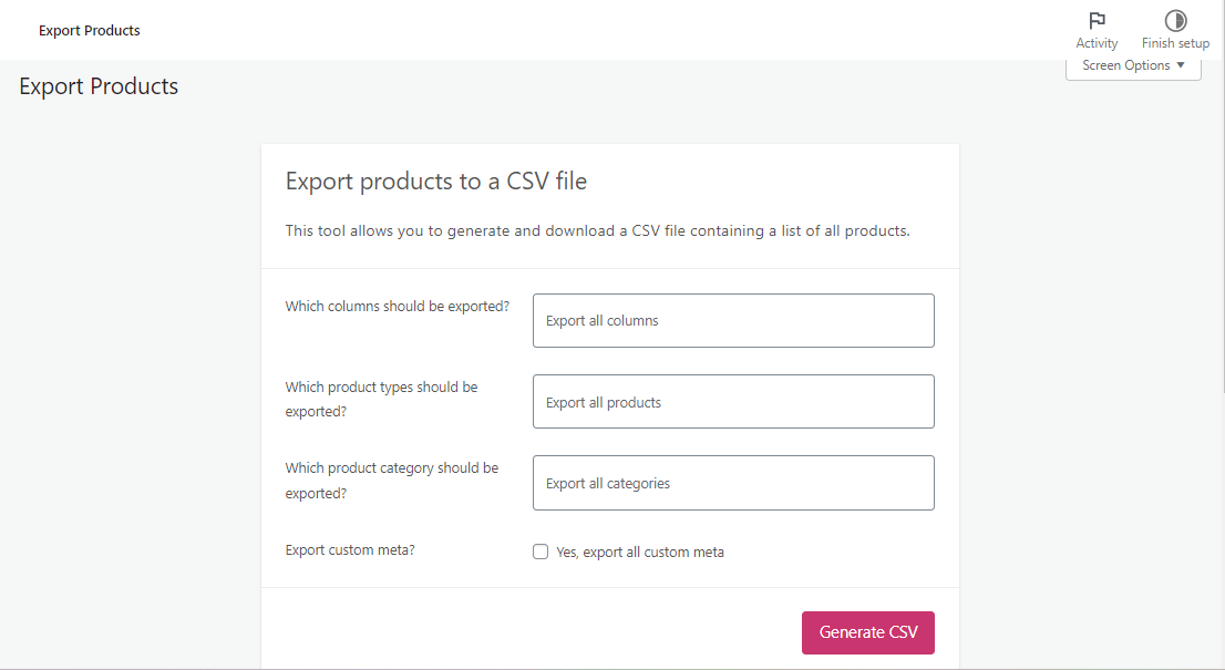 Export in CSV file from WooCommerce