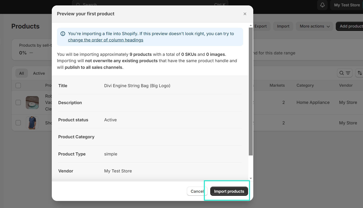 Import your products