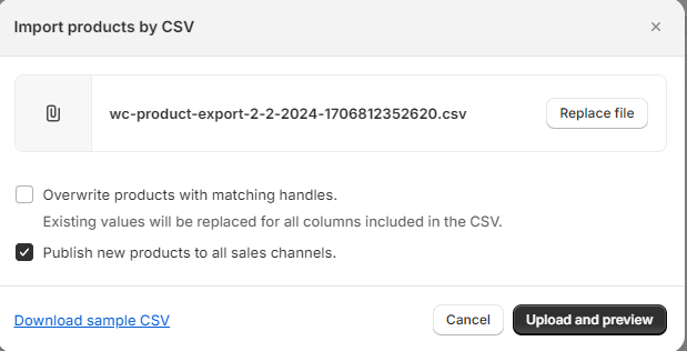 Import your CSV file