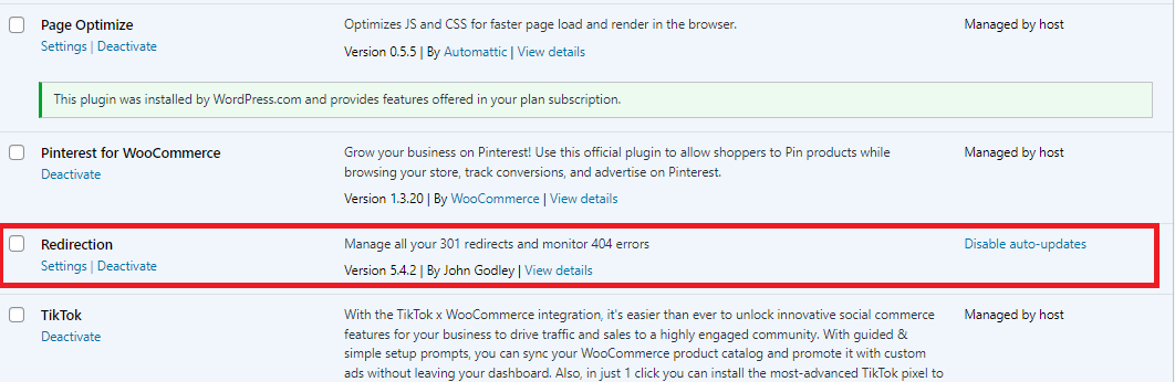 Redirect plugin