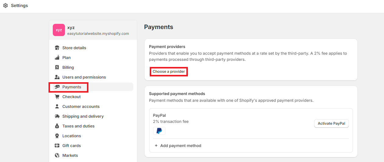 Select your payment provider