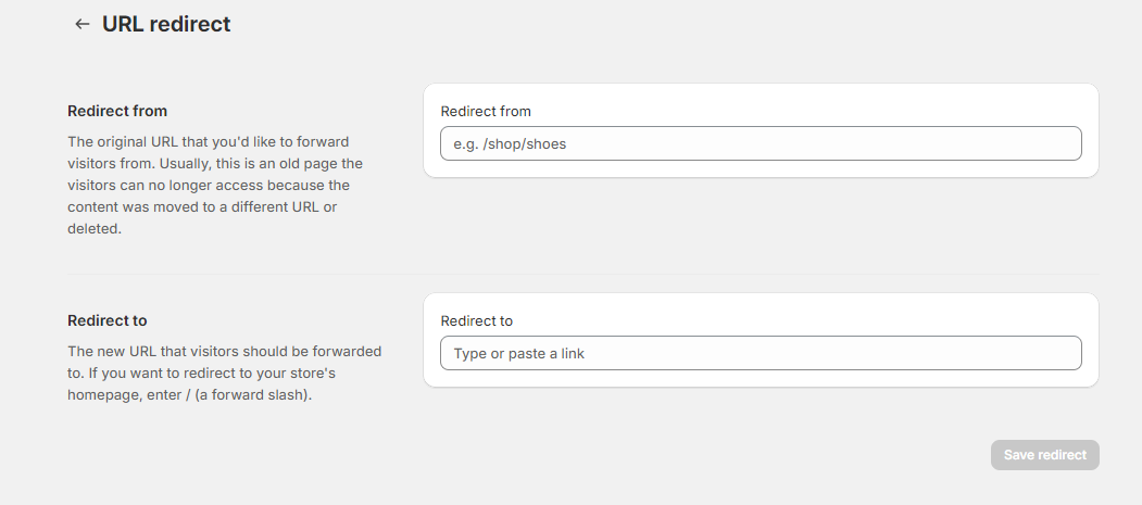 URL redirect
