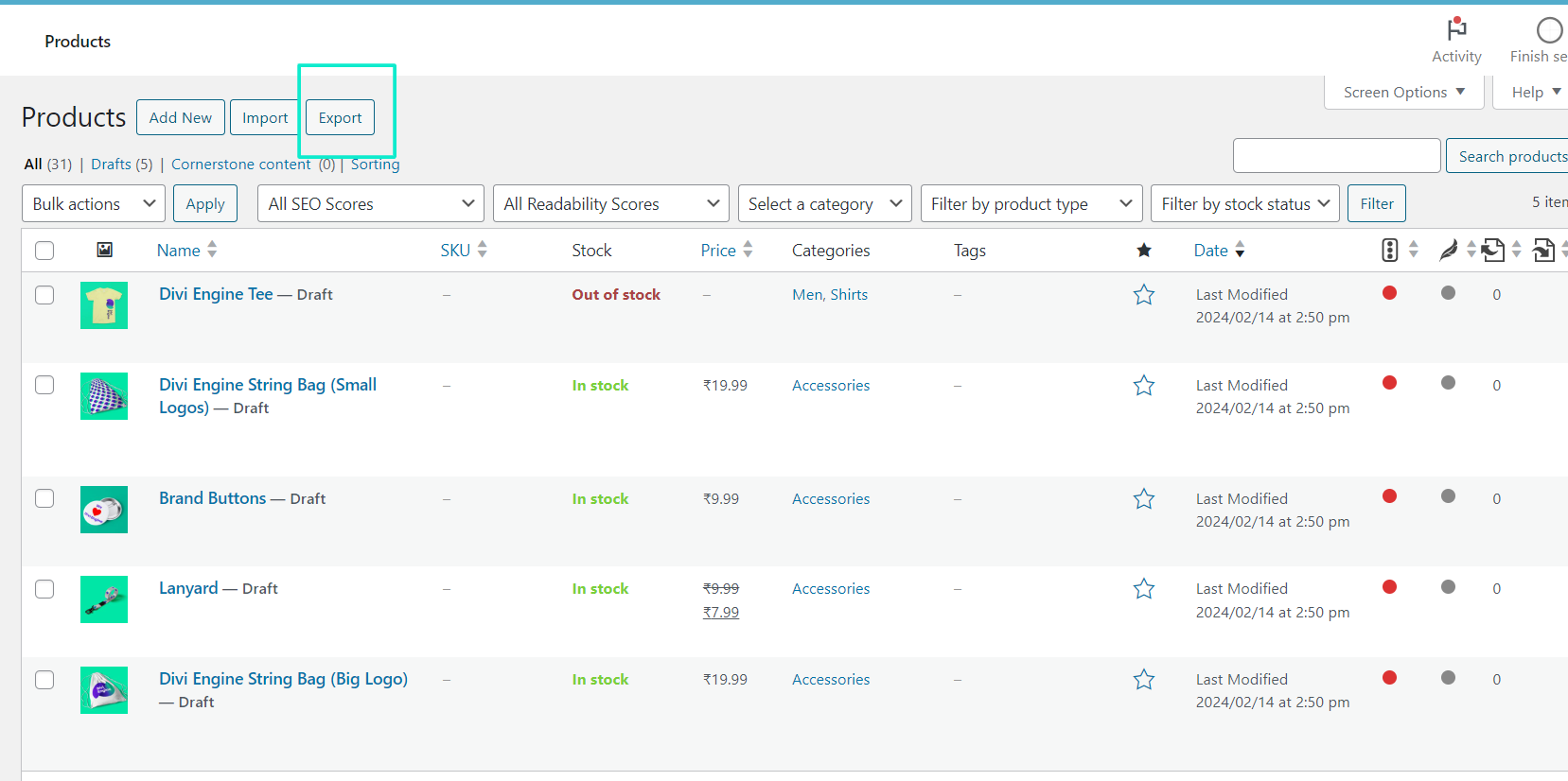 WooCommerce Export