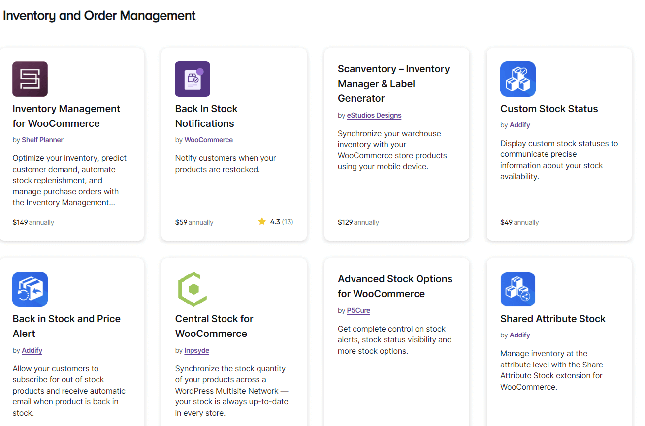 WooCommerce Inventory management