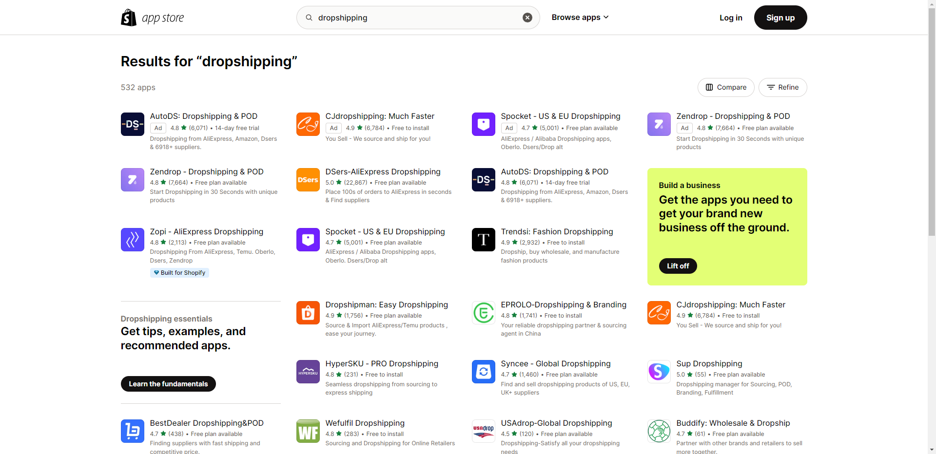 Shopify app - dropshipping