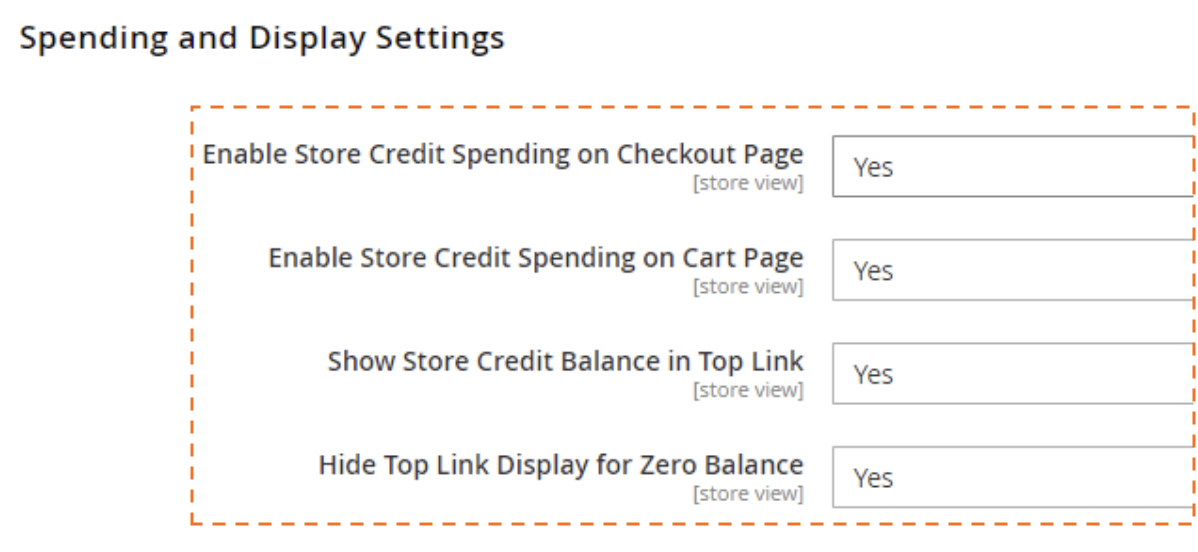 Spending and display setting
