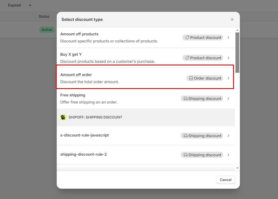 Amount off discount Shopify