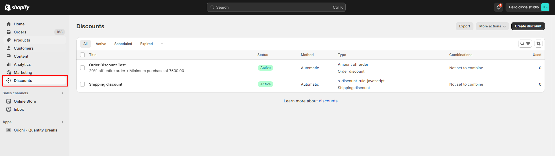 create discounts in Shopify