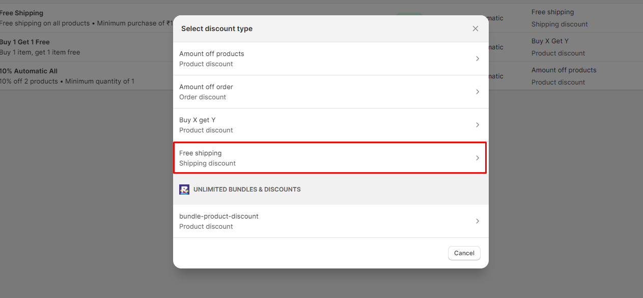 Step#1 free shipping discount Shopify guide