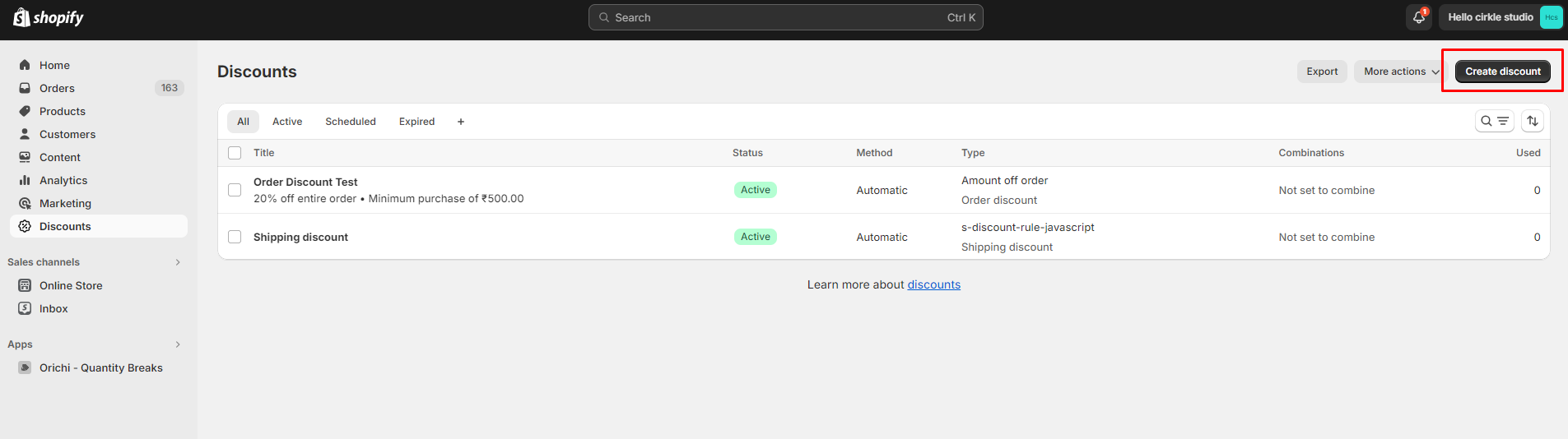 create discounts in Shopify