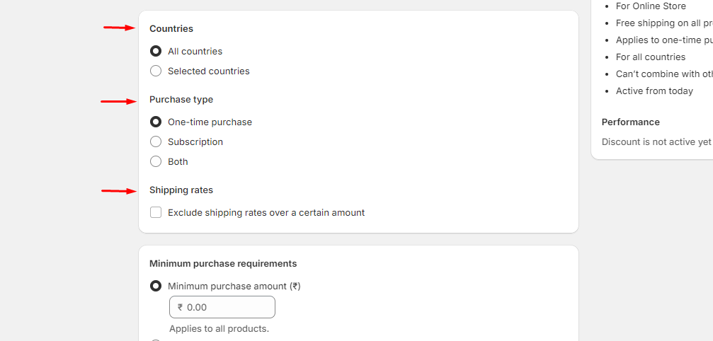 Step#3 free shipping discount Shopify