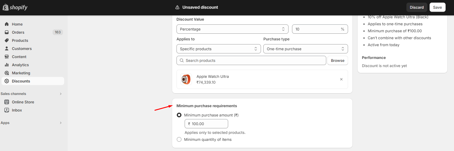 Shopify product discounts