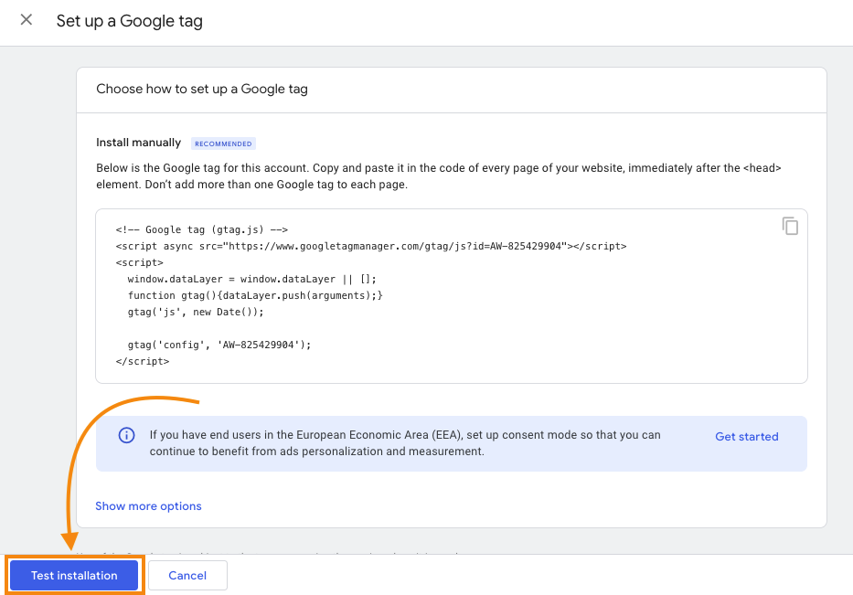 test google ads magento 2 tracking installation